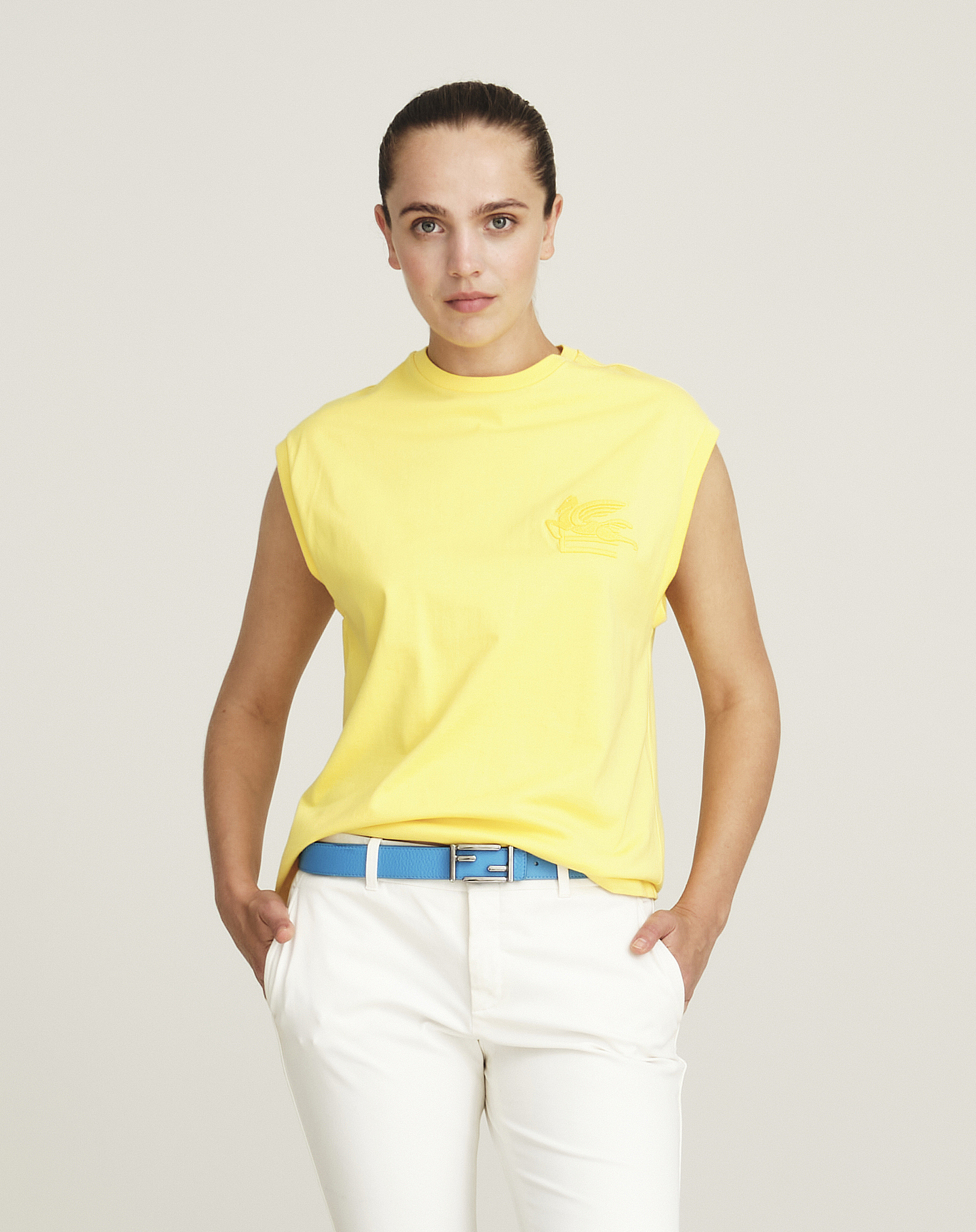 Etro - Yellow Ricamo Logo Tank Top IT40